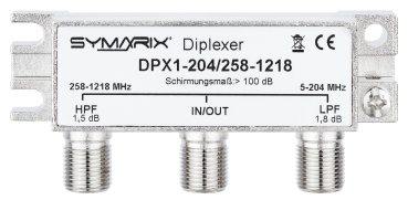 SYMARIX DPX-204/258-1218 Diplexfilter für BK-, DOCSIS 3.0 und G.hn Signale